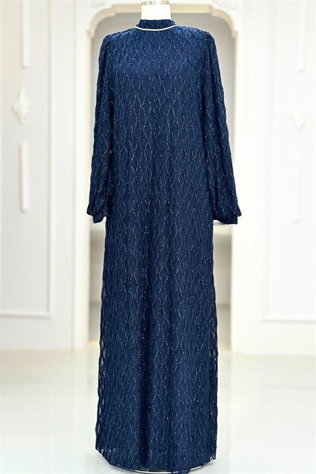 Ravza Tesettür Abiye Lacivert