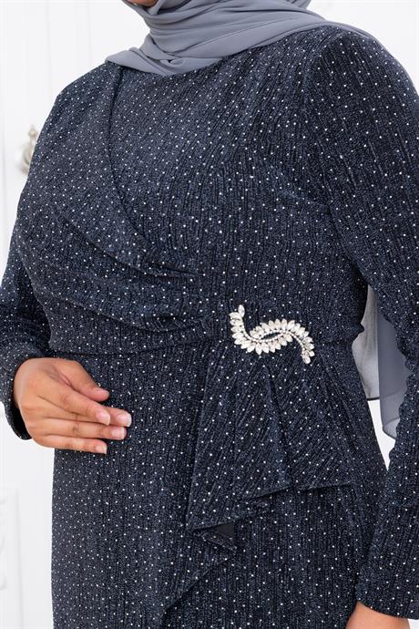 Roza Tesettür Abiye Antrasit