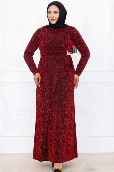 Roza Tesettür Abiye Bordo