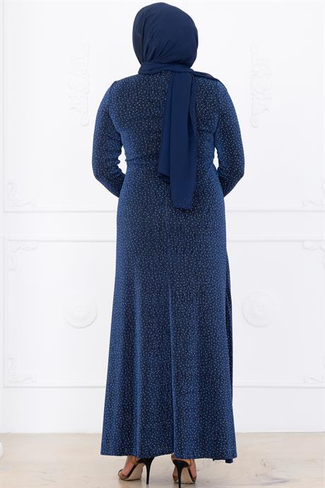 Roza Tesettür Abiye İndigo