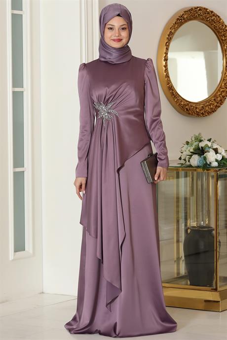 Roza Tesettür Abiye Lavanta