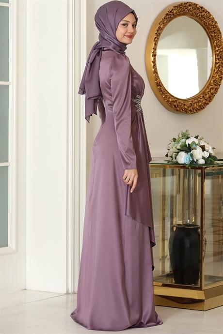Roza Tesettür Abiye Lavanta
