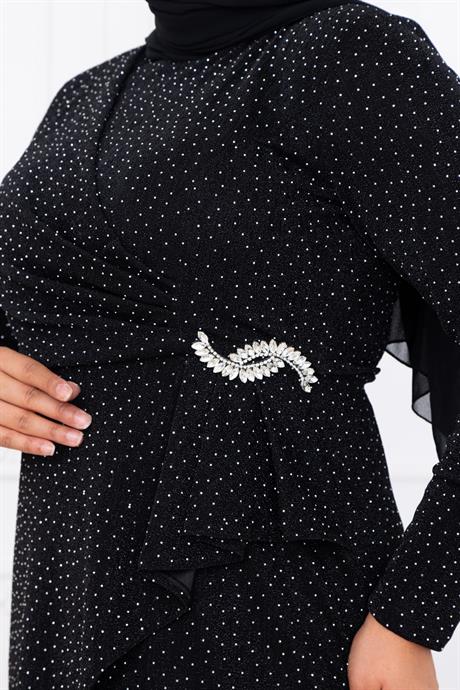 Roza Tesettür Abiye Siyah