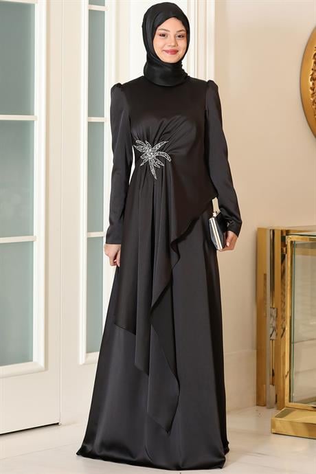 Roza Tesettür Abiye Siyah