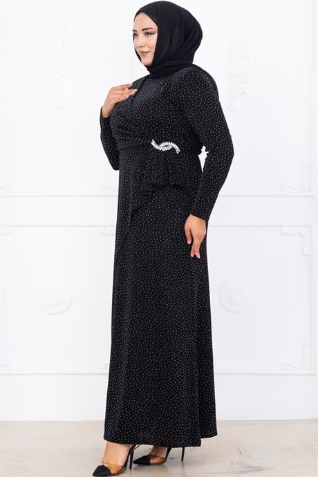 Roza Tesettür Abiye Siyah