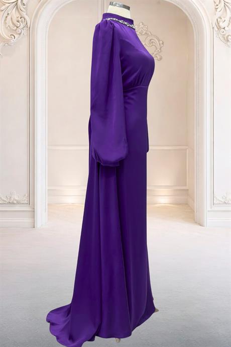 Rüya Saten Tesettür Abiye Mürdüm