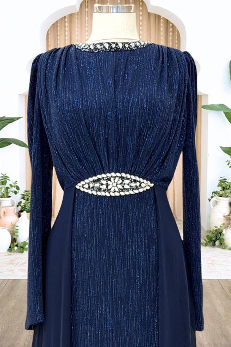 Sare Tesettür Abiye Lacivert