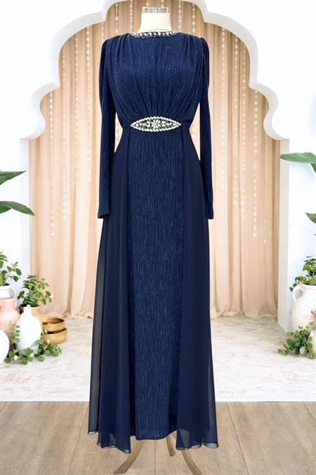 Sare Tesettür Abiye Lacivert