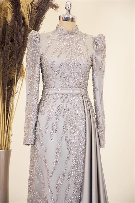 Seçil Tesettür Abiye Gri