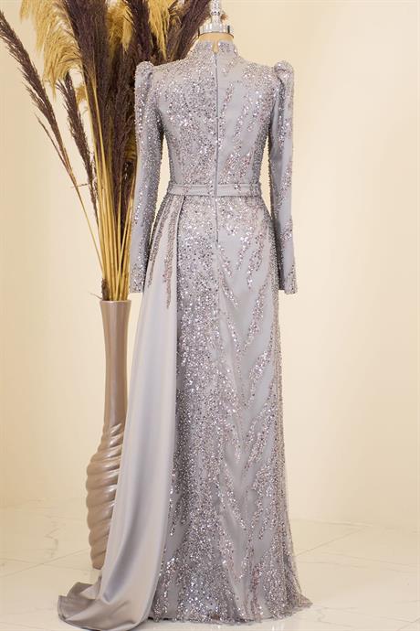 Seçil Tesettür Abiye Gri