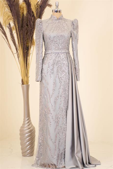 Seçil Tesettür Abiye Gri