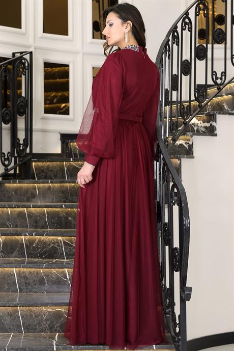 Sena Tesettür Abiye Bordo