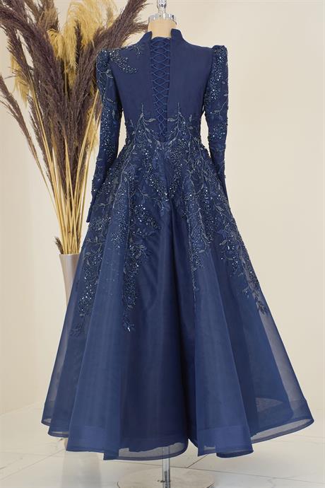 Serra Tesettür Abiye Lacivert