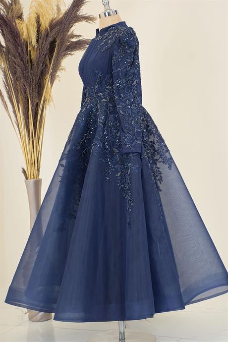 Serra Tesettür Abiye Lacivert