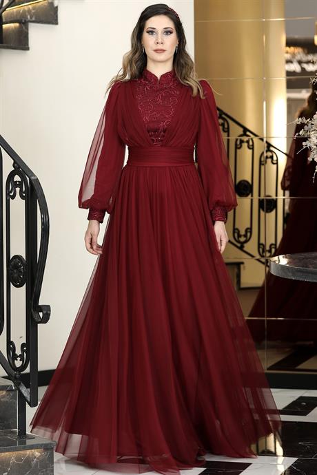 Seyran Tesettür Abiye Bordo