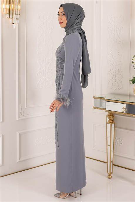 Sezen Tesettür Abiye Gri
