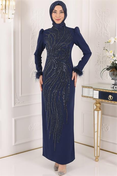 Sezen Tesettür Abiye Lacivert