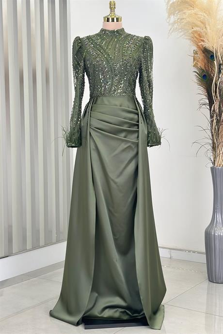 Sherry Tesettür Abiye Haki