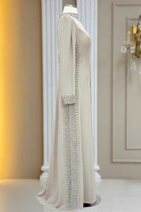 Sıla Tesettür Abiye Bej