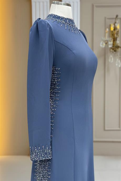 Sıla Tesettür Abiye İndigo