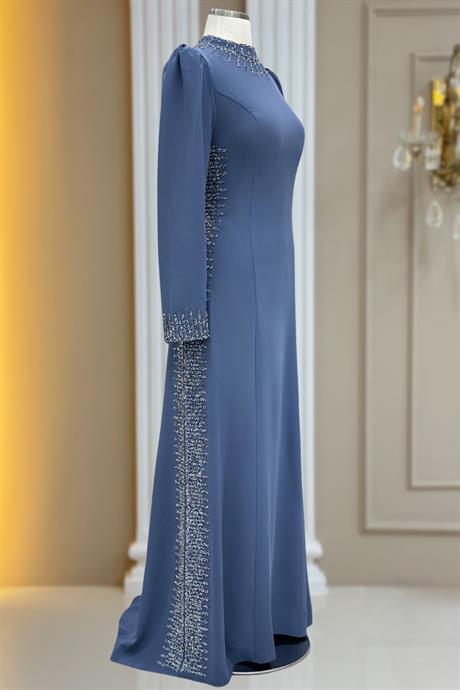 Sıla Tesettür Abiye İndigo