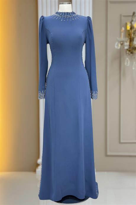 Sıla Tesettür Abiye İndigo