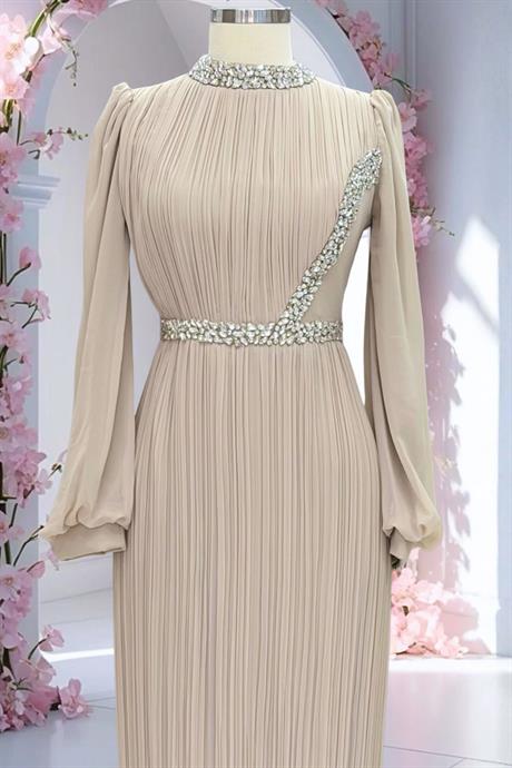 Sima Tesettür Abiye Bej