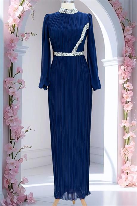 Sima Tesettür Abiye Lacivert