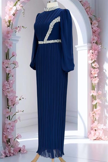 Sima Tesettür Abiye Lacivert