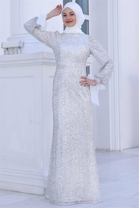 Şimal Tesettür Abiye Beyaz