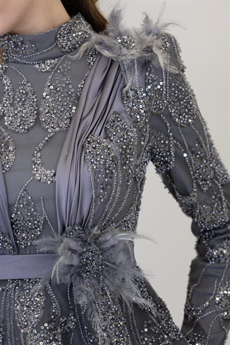 Simge Tesettür Abiye Antrasit