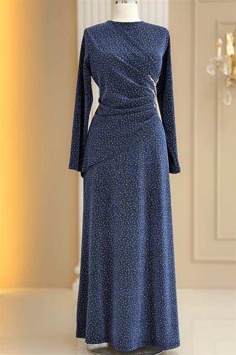 Simge Tesettür Abiye İndigo