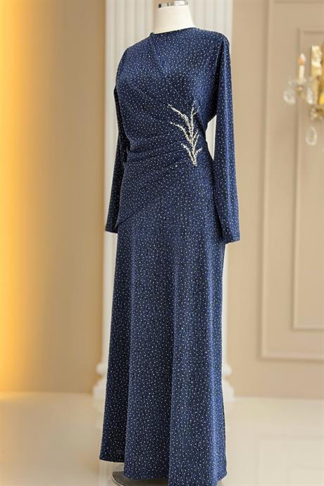 Simge Tesettür Abiye İndigo