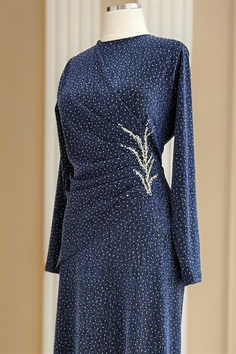 Simge Tesettür Abiye İndigo