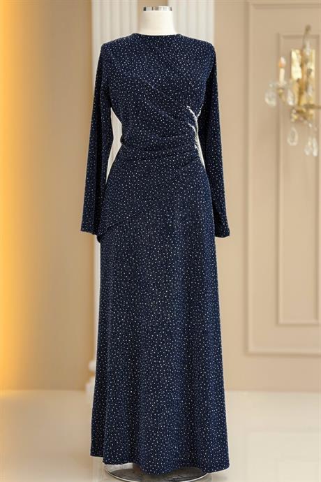 Simge Tesettür Abiye Lacivert