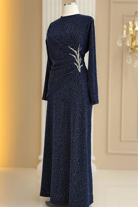 Simge Tesettür Abiye Lacivert