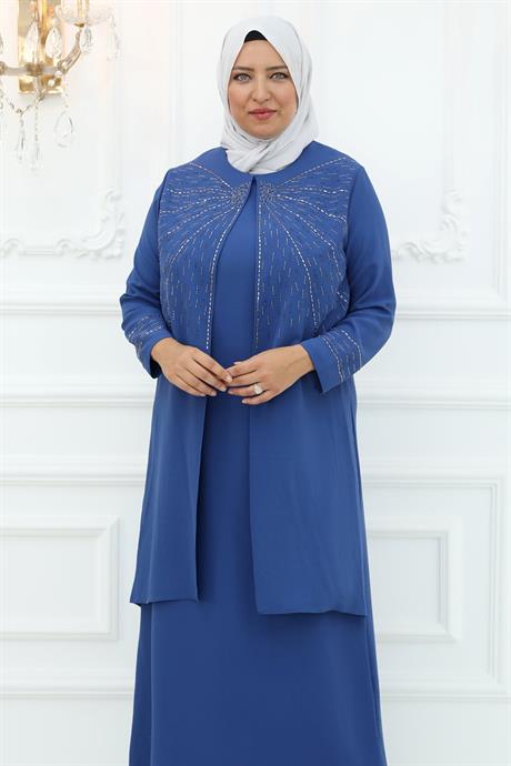 Şükran Tesettür Abiye İndigo