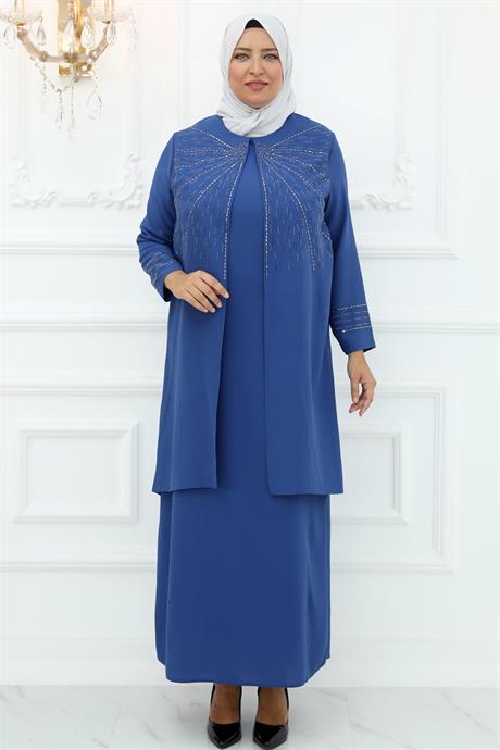 Şükran Tesettür Abiye İndigo