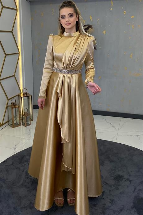 Suna Tesettür Abiye Gold