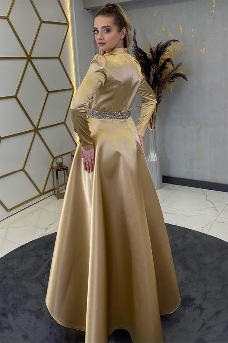 Suna Tesettür Abiye Gold