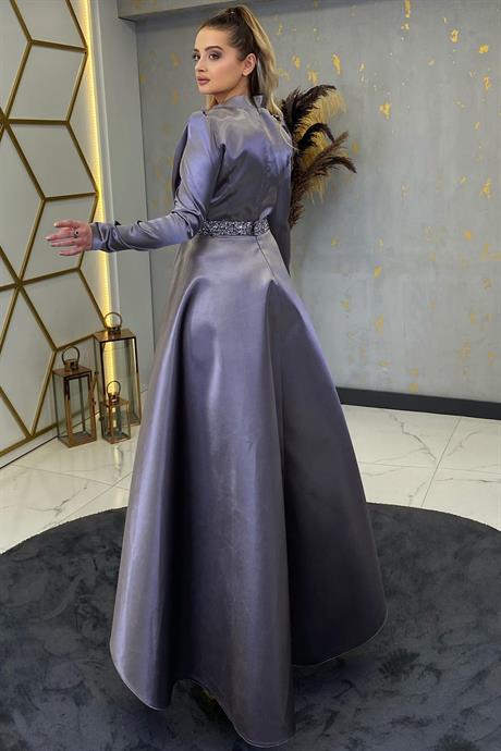 Suna Tesettür Abiye Gri