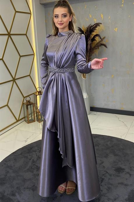 Suna Tesettür Abiye Gri