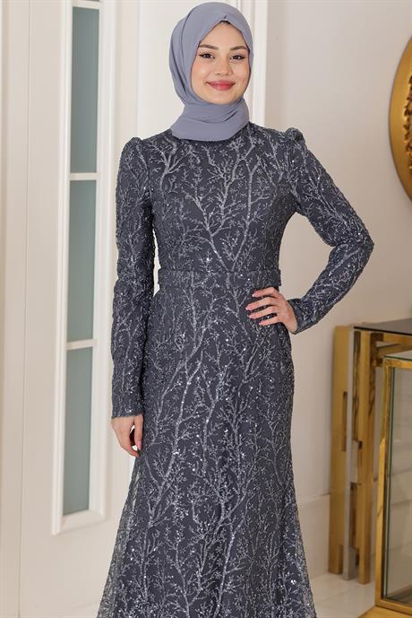 Tuana Tesettür Abiye Antrasit