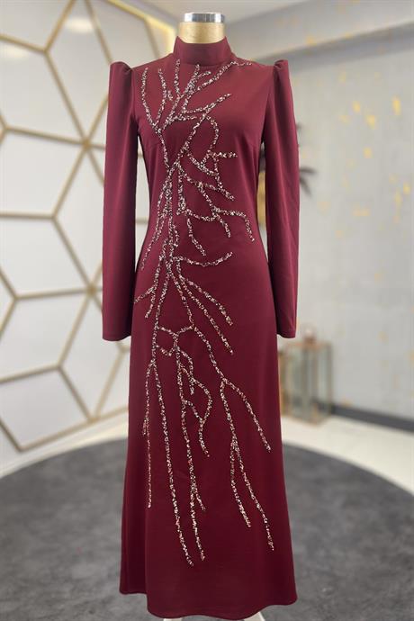 Tuana Tesettür Abiye Bordo