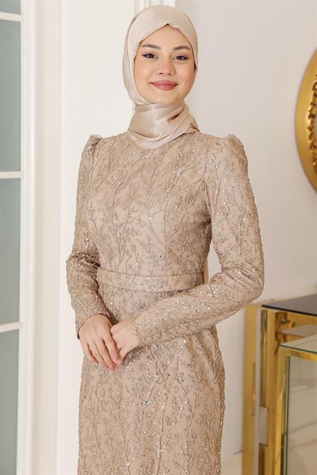 Tuana Tesettür Abiye Gold