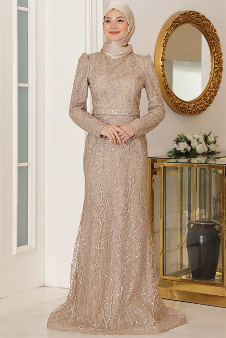 Tuana Tesettür Abiye Gold
