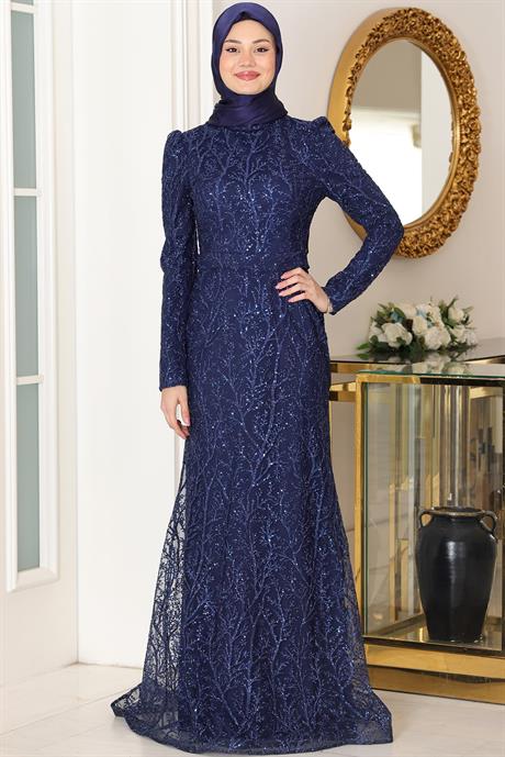 Tuana Tesettür Abiye Lacivert
