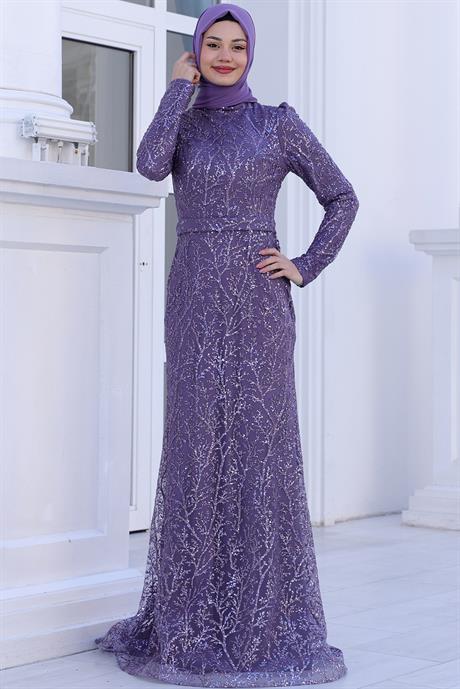 Tuana Tesettür Abiye Lavanta