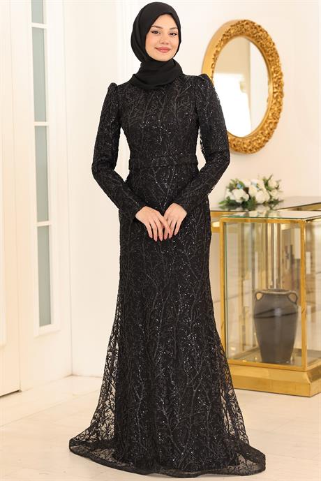 Tuana Tesettür Abiye Siyah