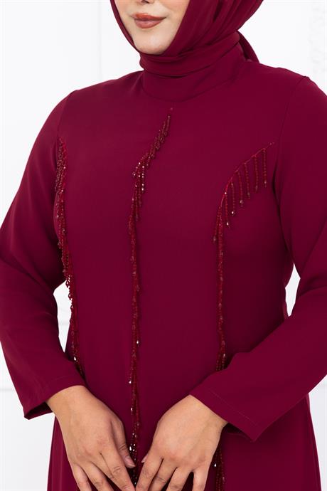 Tuna Tesettür Abiye Bordo